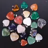 Pendant Necklaces 20 Pieces Heart Shape Stone Pendants Chakra Beads DIY Crystal Charms 2 Different Sizes Assorted Color