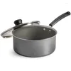 Casseroles 3-quart poêle antiadhésive gris poêle à couvercle en acier marmite livraison directe maison jardin cuisine barre à manger ustensiles de cuisine Othu9