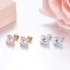 Luxury Fashion Designer Jewelry partyJXJs Sterling Silver Card Home Crystal Diamond Earrings Feminine Style Versatile Small Delicate Trendy Ear