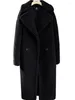 Veste en fourrure pour femme, manteau Long en Faux agneau, vêtement d'extérieur chaud et moelleux, noir, hiver, 2023