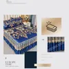 Юбка-кровать, комплект из 3 предметов, современное королевское синее покрывало, крутая юбка-кровать, простыни, стираемые в машине, кровать с резинкой для королевы, королевского размера 231205
