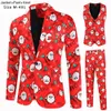 Herenpakken Blazers Plus Size 4XL Heren Kerstpakken Sets Blazer Vest Broeken 3-delig Feest Schoolfeest Kerstboomprint Heren Kerst Blazers Jas 231206