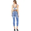 Women's Jeans New Woman Overalls Jeans Fashion Cuffs Capris Denim Jeans Ripped Casual Sexy Bodysuit Free Shopping