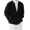 남성 스웨터 스웨터 가디건 가디건 칼라리스 니트 코트 가을 겨울 아웃웨어를위한 지퍼 플라켓 포켓