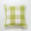 45*45 cm Plaid Dekorativ kuddskydd med Pompom Ball Linen Classic Check Pillow Case Throw Pillow Cushion Cover Home Decoration Bedbling Supplies Q818