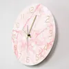 Horloge murale ronde en marbre rose naturel, silencieuse, sans tic-tac, décoration de salon, Art nordique, horloge murale minimaliste, montre murale silencieuse 2269P