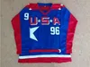 Vintage Team USA Mighty Ducks D2 Movie Hockey 96 Charlie Conway 44 Fulton Reed 21 Dean Portman Jerseys SIDCHED Billiga Red Blue Alternate