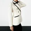 Kvinnors kostymer blazrar inello-veste en tweed lapptäcke pour femme blazer slim manteau de bureau nouvelle collection printemps-automne 2o018 231205