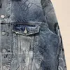 Jaquetas masculinas Designer Outono / Inverno 2023 Nova Moda Versátil Marca de Moda de Alta Qualidade Solta Pintada à Mão Impressa Manga Comprida Jaqueta Jeans Casaco ZK3S