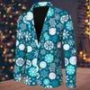 Herenpakken Blazers Herfst Mannen Blazer Cartoon Kerst Sneeuwvlok Kerstman Gedrukt Single Breasted Slanke Revers Jasje Mannen Mode streetwear 231206