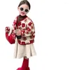 Giacche Ragazze Inverno Cappotto di peluche Bambini Fiore vintage Bambino Tenere in caldo Capispalla Bambini Ispessimento Cardigan Top Vestiti 2-6 anni