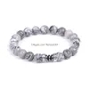 Perlé 8mm pierre naturelle lave oeil de tigre Howlite hématite perles Bracelet pour femmes hommes bouddha énergie Yoga bijoux livraison directe Bracel Dhjw6