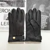 Five Fingers Gloves New men's deer skin arched driving gloves with warm and breathable wool knitted lining and coral velvet leather gloves Q231206