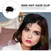 Bandanas şapka saç klipsli çiçek dekor fascinator black peçe düğün çay partisi için