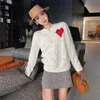 Tricots Femme Haut de gamme en trois dimensions relief lettre d'amour creux tricot cardigan doux M coeur de pêche col rond diamant haut GZVD