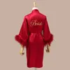 Women's Sleepwear Women Bride Bridesmaid Wedding Bathrobe Gown Customized Embroidery Kimono Robe Nightwear Satin Intimate Lingerie