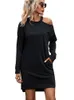 Casual Dresses European And American Leisure Single-Side Off-Shoulder Long-Sleeved T-shirt Dress Women's 2023 Autumn Comfort Simple Pullover