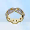 Mens 18K Gold Marine Link Eternity Band CZ Bling Bling Ring Pave CZ Full Simulated Diamonds Stones Rings With Present Box49125585455033