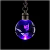 Dekoratif Nesneler Figürinler Dekoratif Nesneler Figürinler 3D Figür Kristal Keychain Karikatür Cep Canavarları LED KEYRING KADINLAR MISH DHDWC