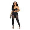 Dames Tweedelige broek Sexy tuniek Mouwloze crop top en mesh split flare 2023 Fashion Chic 2 sets Outfit Feest Clubwear