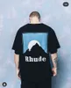 T-shirt da uomo High Street Rhude Box Sunset Stampata T-shirt a maniche corte Qualità Uomo e Donna Arancione Blu Moda G221118 93VD