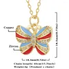 Pendentif Colliers 1pcs Cool Coloré Papillon Avec Blanc CZ Zircon 18K Plaqué Or Pour Femmes Fille Amie Bijoux D'été Cadeaux