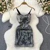 Casual Dresses Gothic Sexy Off Shoulder Spicy Girl paljetter ärmlös Vestidos Temperament Royal Sister Package Hip Dress for Female