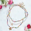 Pendant Necklaces 3Pcs Seed Beaded Colorful For Women And Girls Adjustable Handmade Bohemian Necklace Beach Beads Chain Jewelry