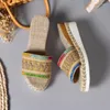 Slippers Women's Shoes On Sale 2023 Open Toe Summer Vintage Mixed Colors Casual Beach Female Wedge