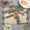 Tapetes de mesa 1 peça verde treliça série natal jantar tapete decorativo navidad elk boneco de neve santa árvore placemat copo mesa