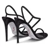 أنيقة Renecaovilla Ellabrita Women Sandals Shoes Crystal Strappy Sandalias حفل زفاف سيدة هريرة الكعب كبير الحجم 43