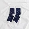 Bonneterie Chaussettes G lettre chaussettes contraste couleur tube moyen coton vieille fleur femme style britannique café marée marque mode loisirs collège 5VI9