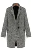 Femmes laine mélanges femme manteaux hiver femmes décontracté à manches longues pied-de-poule bouton manteau gris automne vêtements d'extérieur 231206