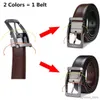 Belts Men's Genuine Leather Reversible Belt Rotated Buckle In One Big And Tall R231206