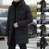 Homens para baixo parkas 2023 homens jaqueta de inverno casaco estilo longo parka com capuz grosso algodão acolchoado masculino moda casual zíper cor topo 231205