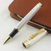wholesale wholesale 1pc/lot JINHAO Roller Ball Pen 1200 Canetas Silver Pens Gold Clip Business Executive Fast Writing Pen Luxury Pen
