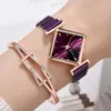 Wristwatches Frauen Quadrat Uhr Luxus Damen Quarz Magnet Schnalle Gradienten Farbe Uhren Relogio Feminino Fur Geschenk