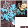 Arts And Crafts Handmade Led Light Dream Catcher Feathers Home Decoration Wall Hanging Ornament Gift Wind Drop Delivery Home Garden Ar Dh49Y