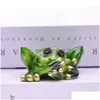 Articoli novità Myblue 3 pezzi / set Non parlare Ascolta Guarda Figurina di rana Miniature Fairy Garden Nordic Home Room Decorazione Accessori C0 Dhckp