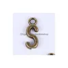 Charms Fashion Antique Sier Copper Plated Metal Alloy Selling A-Z Alphabet Letter S Floating 1000Pcs Lot 019X267M Drop Delivery Jewe Dhfze