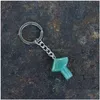 Key Rings Natural Stone Mushroom Keychains Healing Crystal Car Decor Chain Keyholder Drop Delivery Jewelry Dhoaj