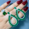 Dangle Earrings Green Big Water Drop Earring For Woman White Cubic Zirconia Stone Pink Boho Large Circle CZ Ladies Party Jewelry