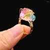 Cluster Rings Natural Stone Crystal Gold Color Wire Wrap Finger Ring For Women Reiki Heal Party Wedding Jewelry Gifts