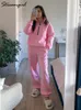 Women's Two Piece Pants Streamgirl Gray Thick Winter Women Tracksuit 2 Piese Set Pink Fleece Sweatpants And Sweatshirts Suit For Top 231206