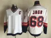 Stitchmens Top 68 Jaromir Jagr Hockey Jerseys 1992 Vintage Black Blanc Bleu Cousé C.