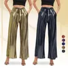 Dwuczęściowe spodnie kobiety Pantalon Metalique Sexy pour femme bronzant błyskotliwy evase taille elastique astronomique hip hop workowate jambe duże fjwlwear 231206