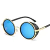 Steampunk güneş gözlükleri kadınlar yuvarlak gözlük gözlükleri erkek yan vizör daire lens unisex vintage retro stil punk de sol 230920