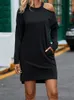Casual Dresses European And American Leisure Single-Side Off-Shoulder Long-Sleeved T-shirt Dress Women's 2023 Autumn Comfort Simple Pullover