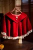 Scarves Women's Vintage Wine Red Tassel Pashmina Female Thermal Shawl Cloak R2626