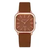 Wristwatches Women Quartz Watch Elegant Square For Men Minimalistic Design Adjustable Faux Leather Strap All-day